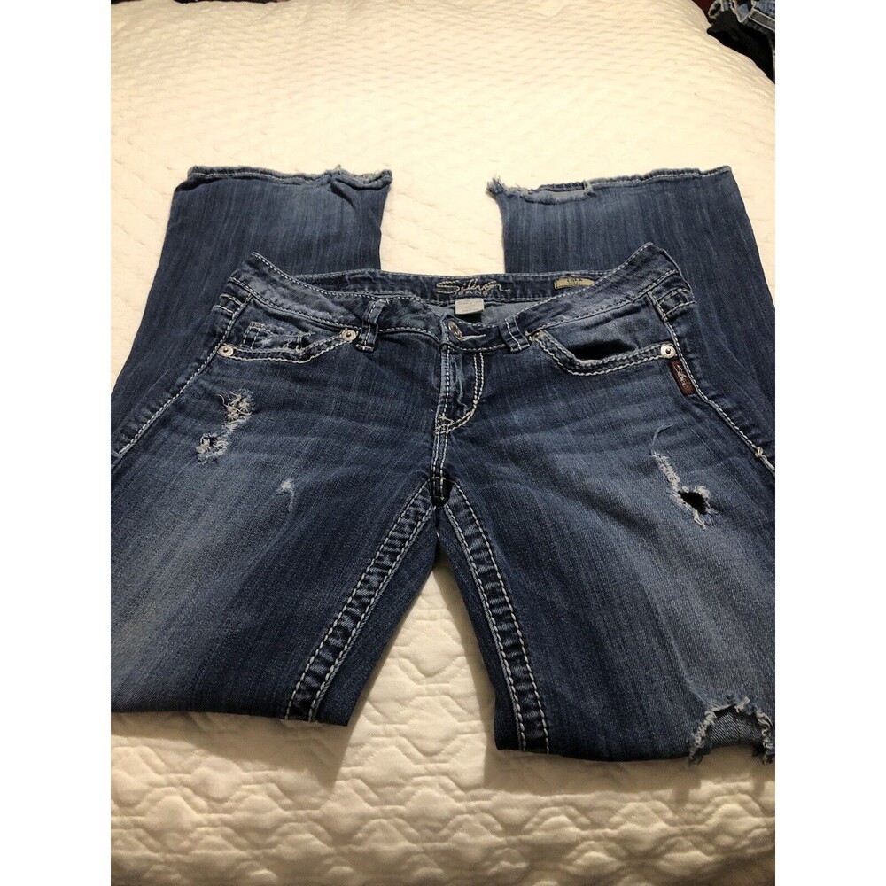 Silver Jeans Womens Blue Denim Lola Flair Fit Boot Cut Medium Wash Ladies